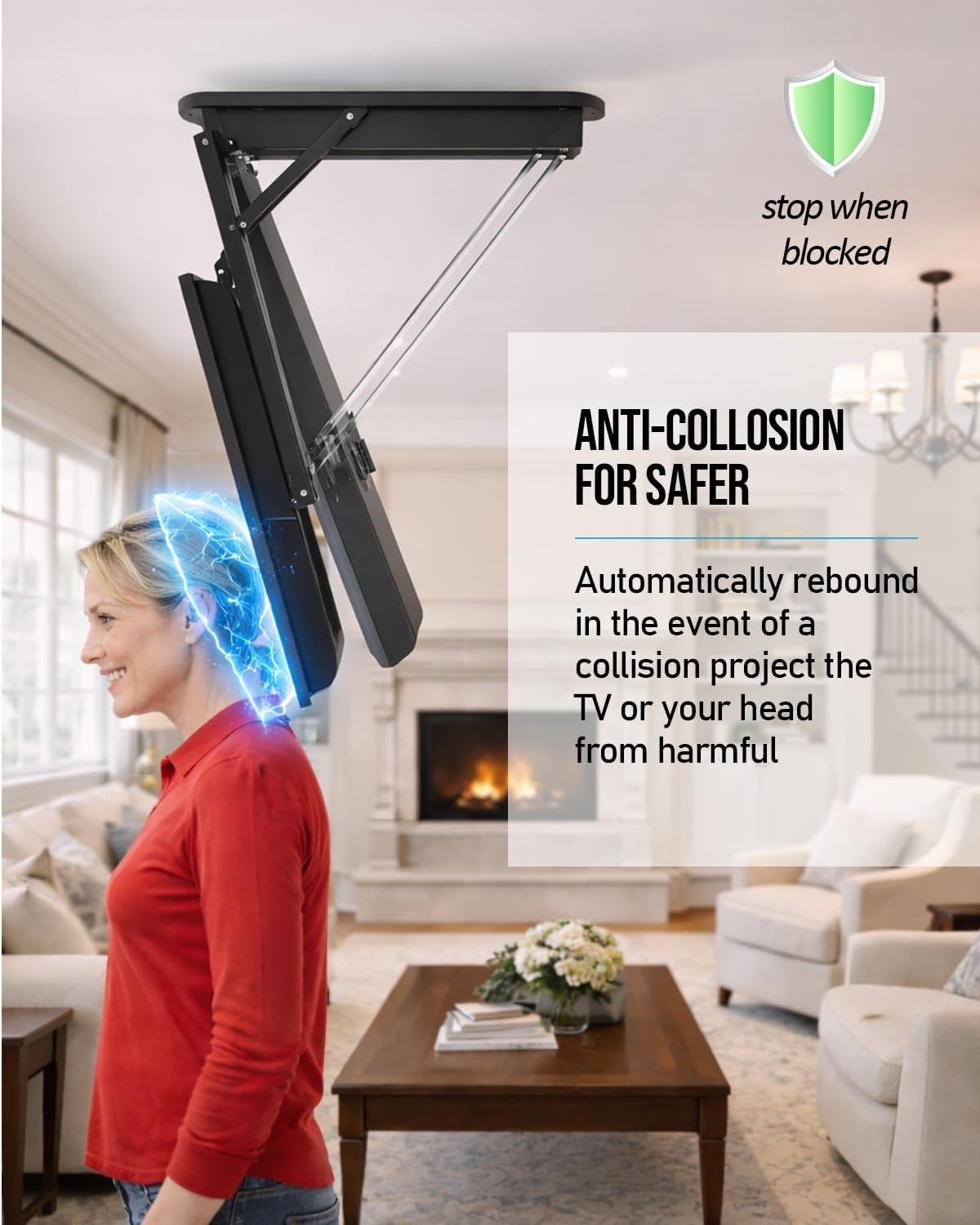 Electric Ceiling TV Mount with Remote - Motorized