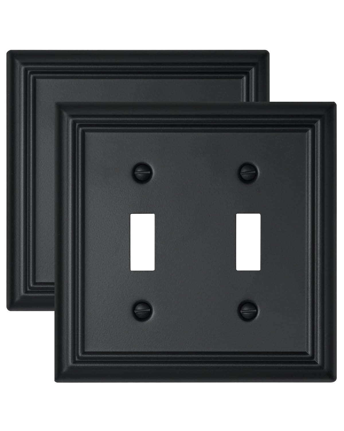 2-Pack Double Toggle Wall Plates, Durable Metal Light Switch Covers, Decorati...