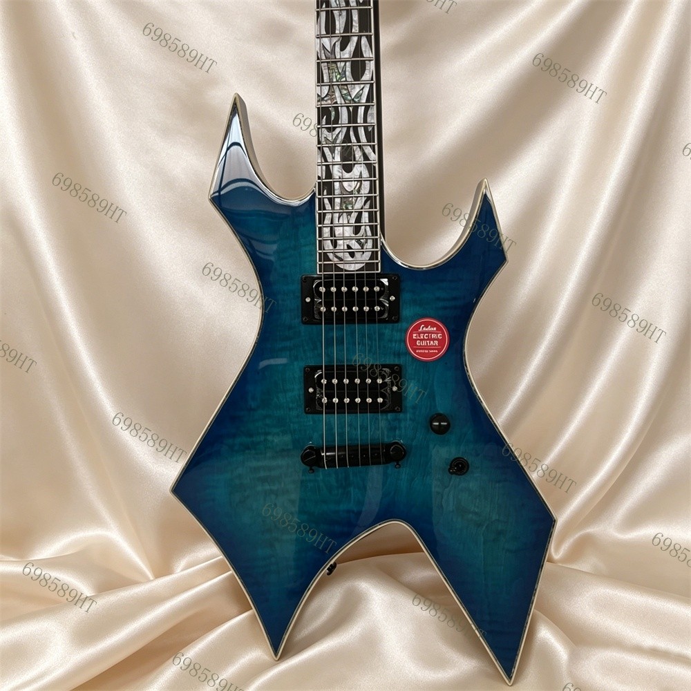 Warlock Solid Electric Guitar Stainless Fret FR Bridge Blue Flamed Maple Top