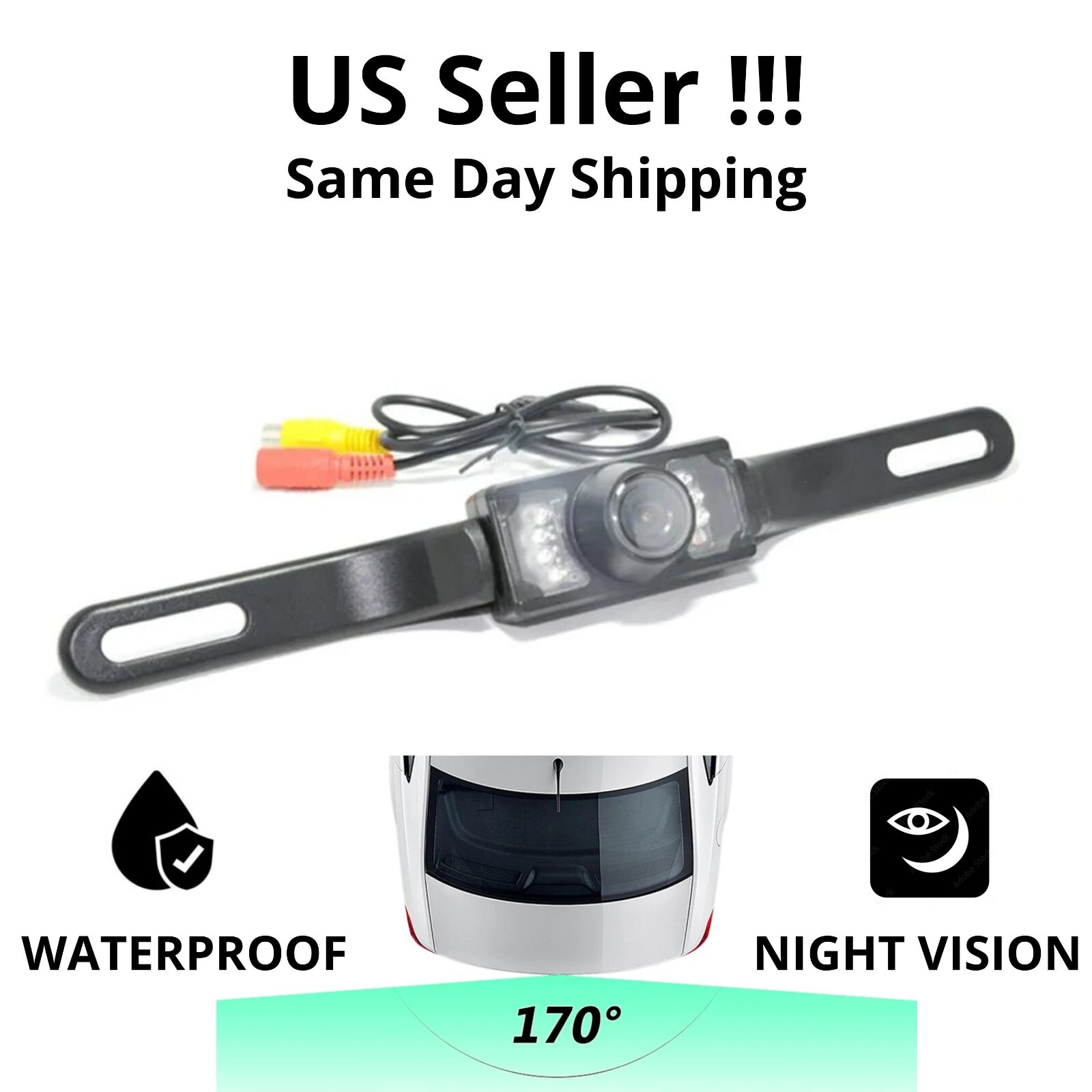 Rear View Camera, Backup License Plate for Kenwood DDX - Series, Night Vision
