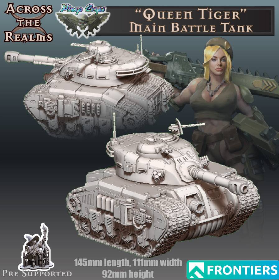 Queen Tiger Main Battle Tank all weapon options plus Pinup NSFW tank crew of 3