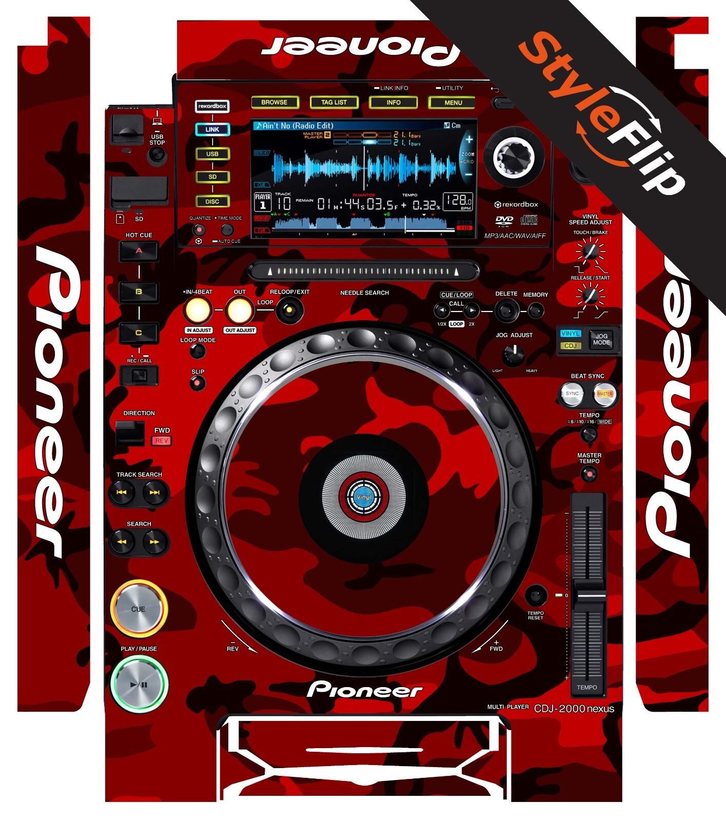 Pioneer CDJ-2000 Nexus Skin | Camo Red | Protective Decal | StyleFlip Skins