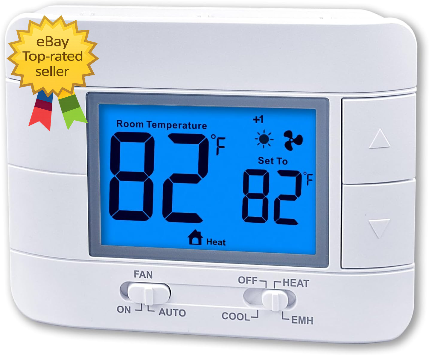 Non Programmable Heat Pump Thermostat 2H1C Large LCD Temperature Humidity Displa