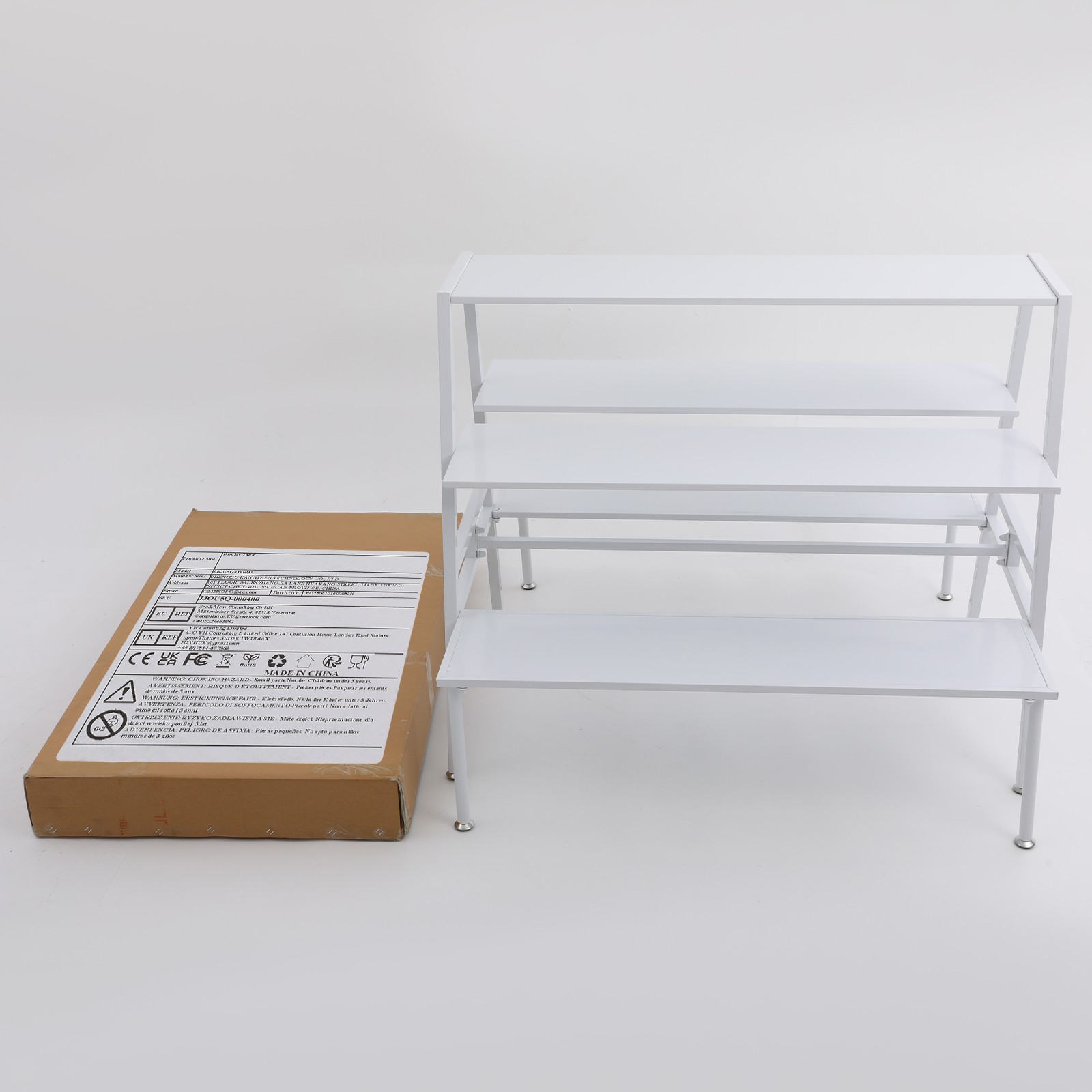 Modern Standing Display Rack, Double Side Clothing Shop Display Tables White