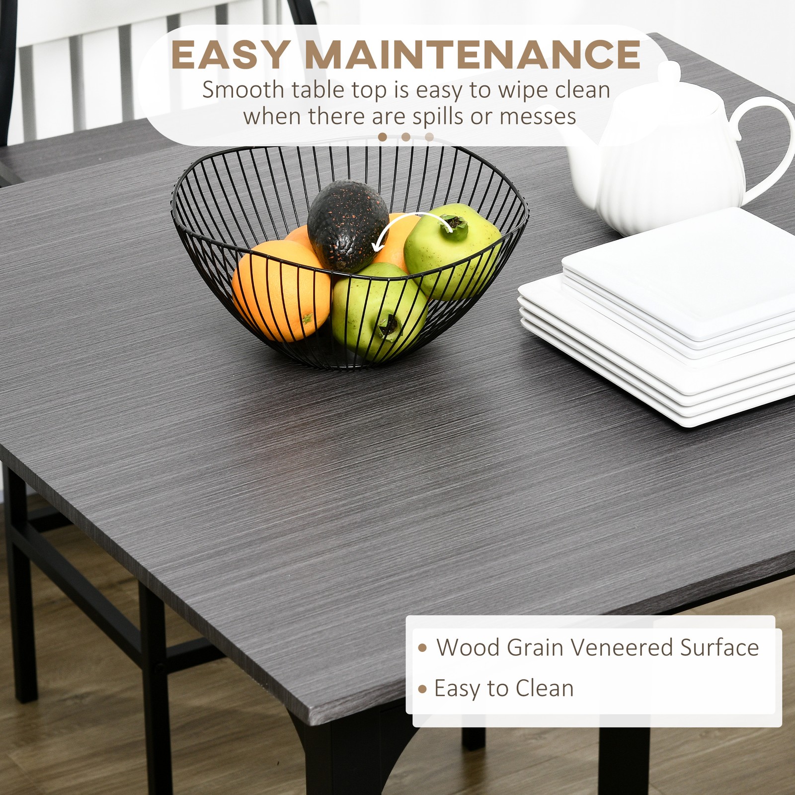 5-Piece Counter Height Bar Table with Space-Saving Design, Square Kitchen Table