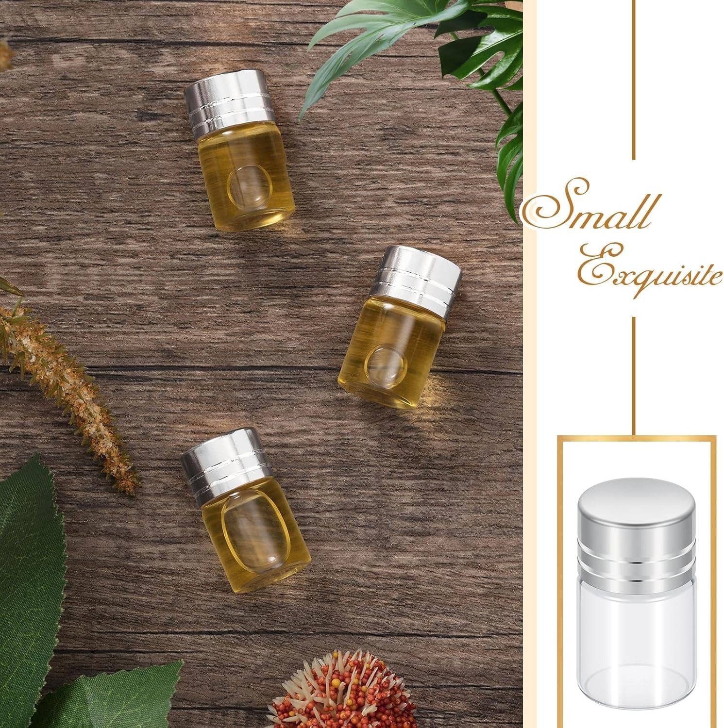 50 Pcs 2ml Tiny Glass Bottles Vials Mini Small Clear Bottles Glass Jars Empty...
