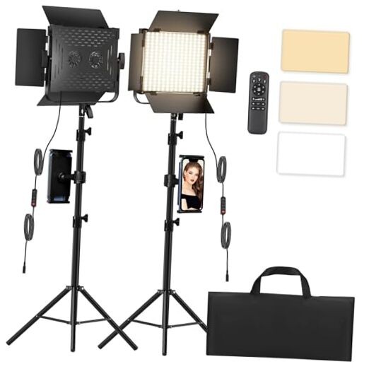Photography Video Lighting Kit, Upgraded Bi-Color LED Video Studio Lights 1