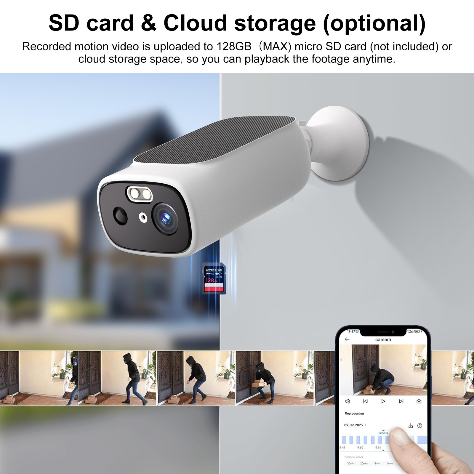 2K Solar Battery Powered Wifi Outdoor Home Security Camera System Wireless