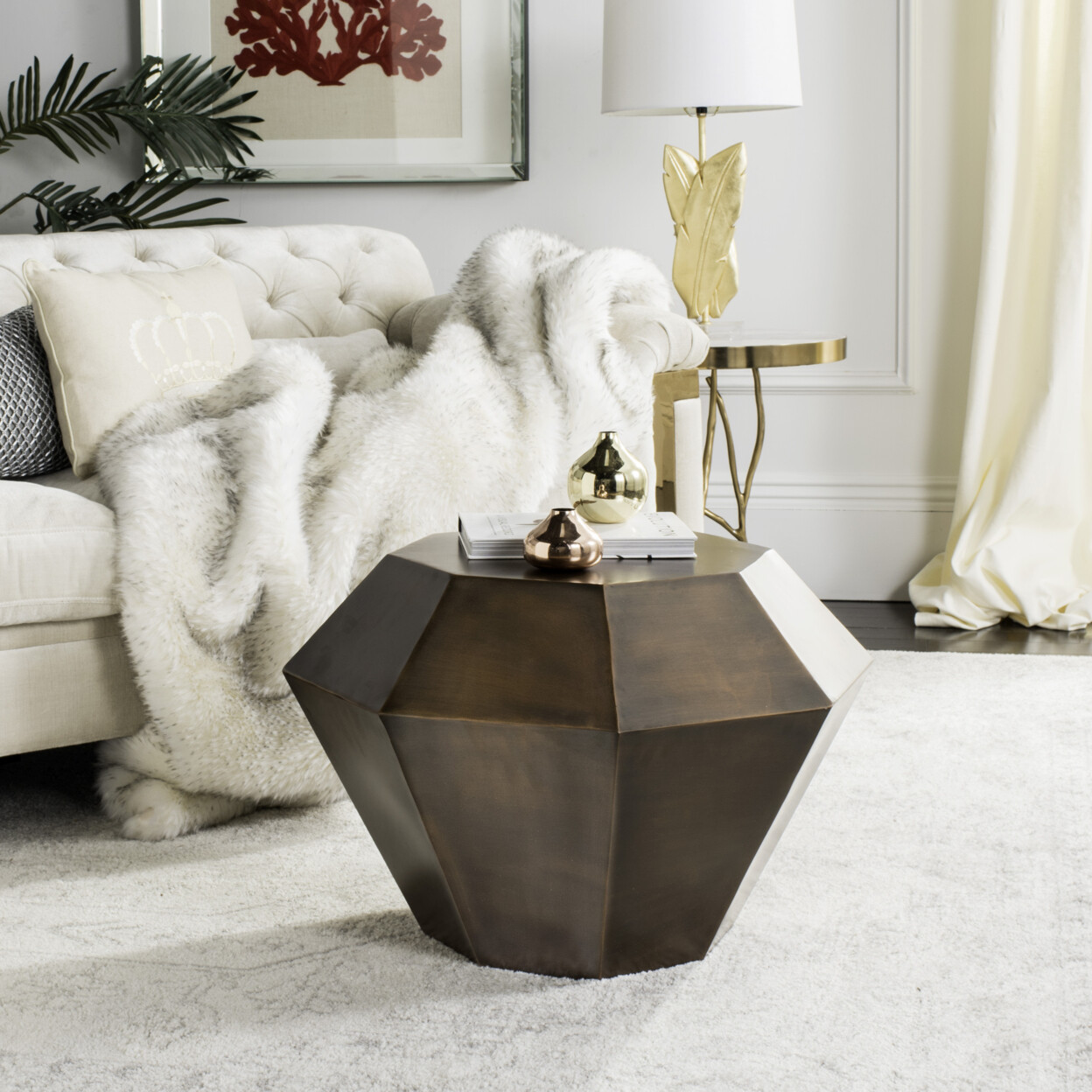 SAFAVIEH Grace Diamond Accent Table | Antique Copper |