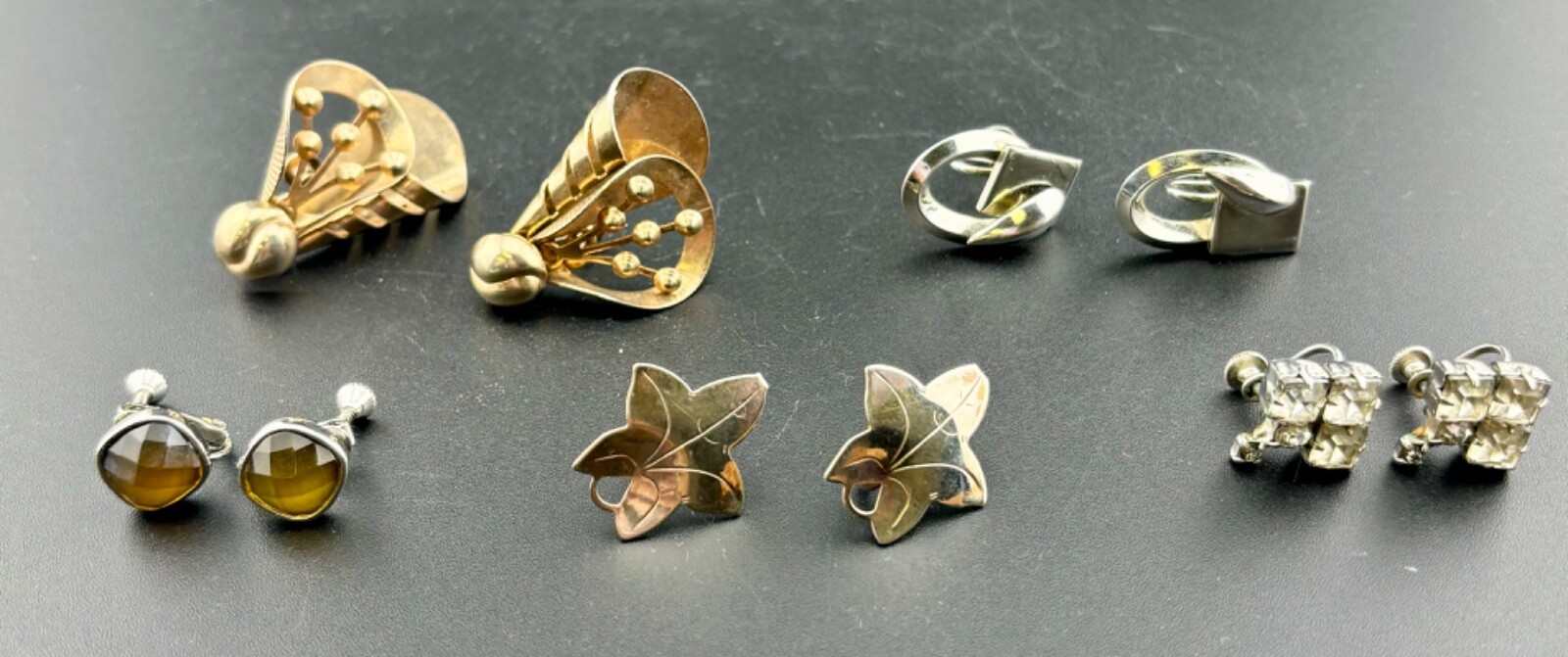 Six Pairs Vintage Screw-back Earrings NK