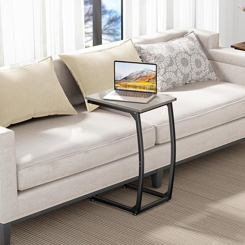 Ergonomic Slide Under C Table Adjustable Feet Multi-Use Nightstand Laptop Table