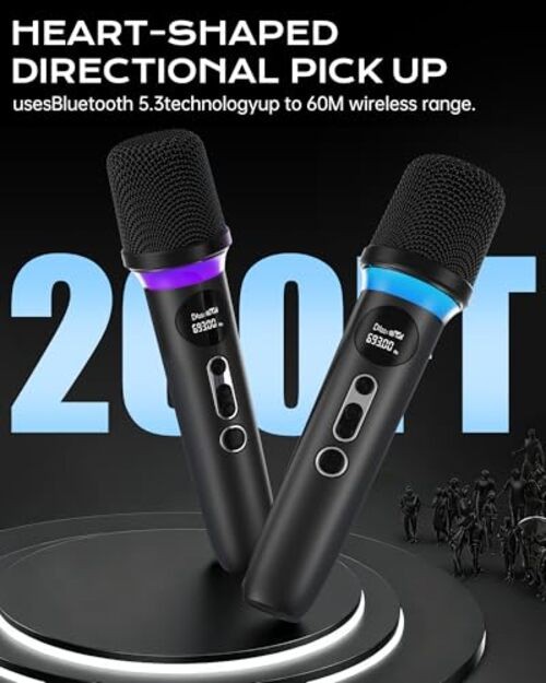 Wireless Microphone, One-Touch Mute & Dynamic RGB Lighting, Professional Black