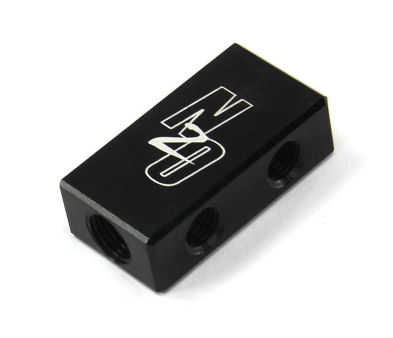 Nitrous Outlet Compact 2 in 4 Out Distribution Block with sensor port location.