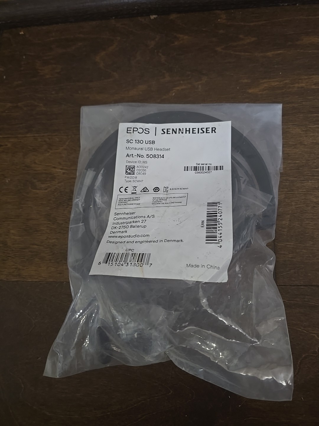 Sennheiser SC 130 USB Headset Head-band Headphones 508314 - Monaural, 115 dB SPL