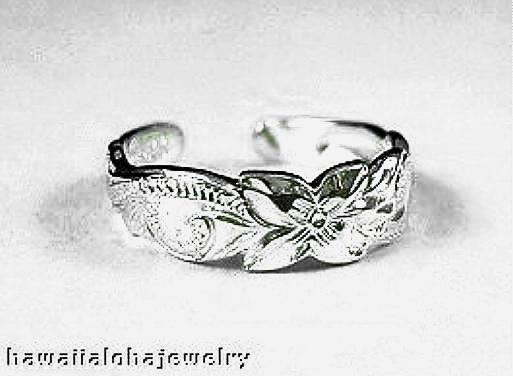 6mm Rhodium Plated 925 Sterling Silver Hawaiian Royal Heritage Scrolls Toe Ring
