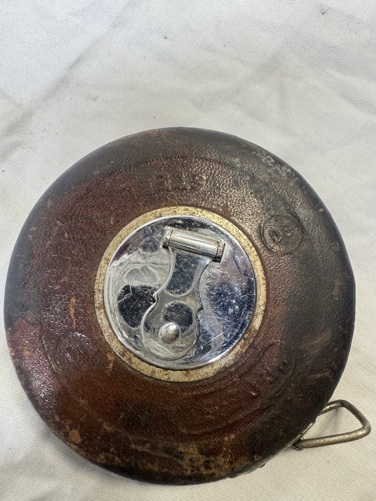 ROE'S STEEL TAPE 50 FEET STITCHED LEATHER CASE ORIGINAL WORKS LOOKSGREAT VINTAGE