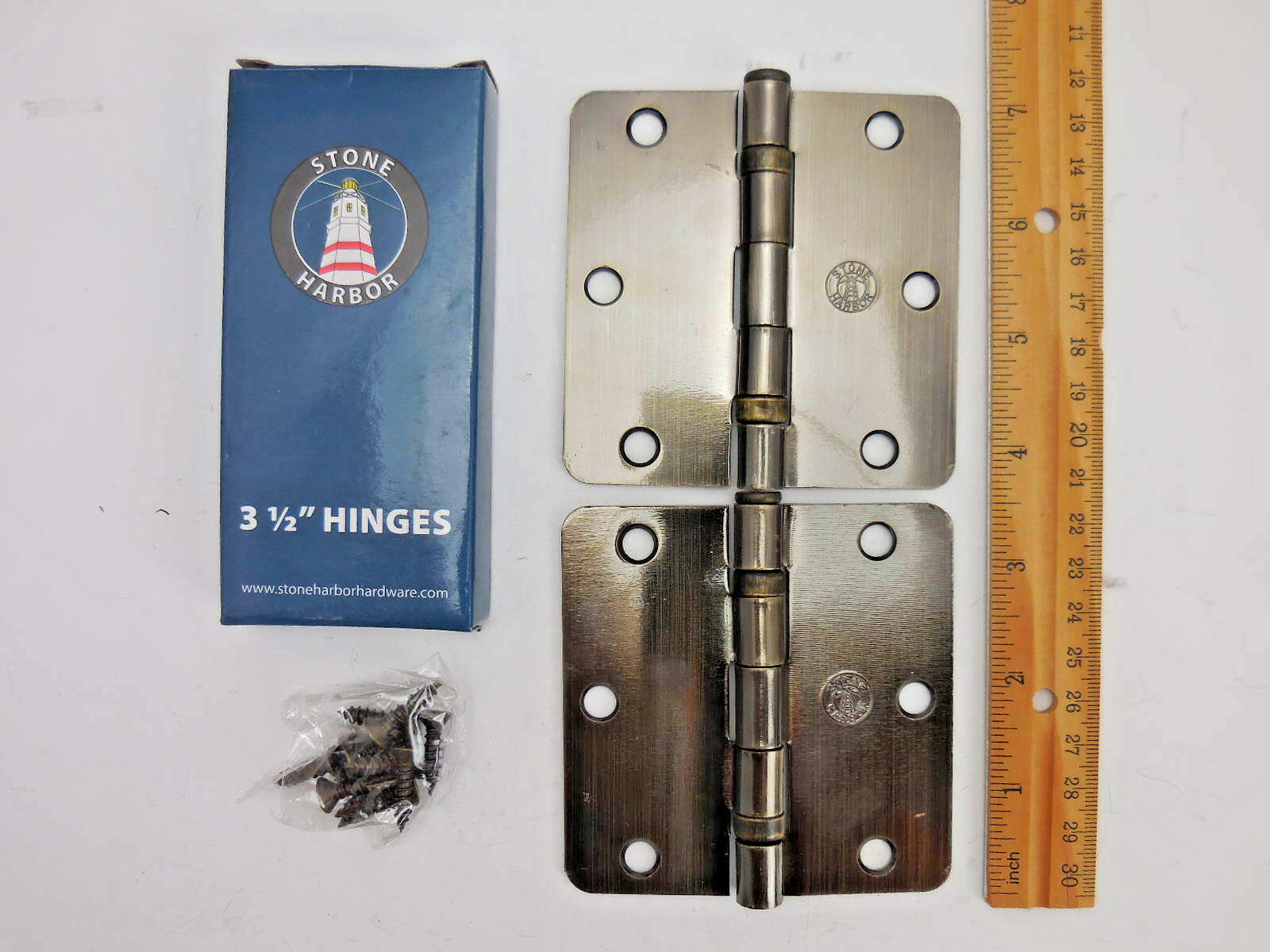 Pair Stone Harbor Antique Brass 3.5" Door Hinges P3514BB-5 #7ov