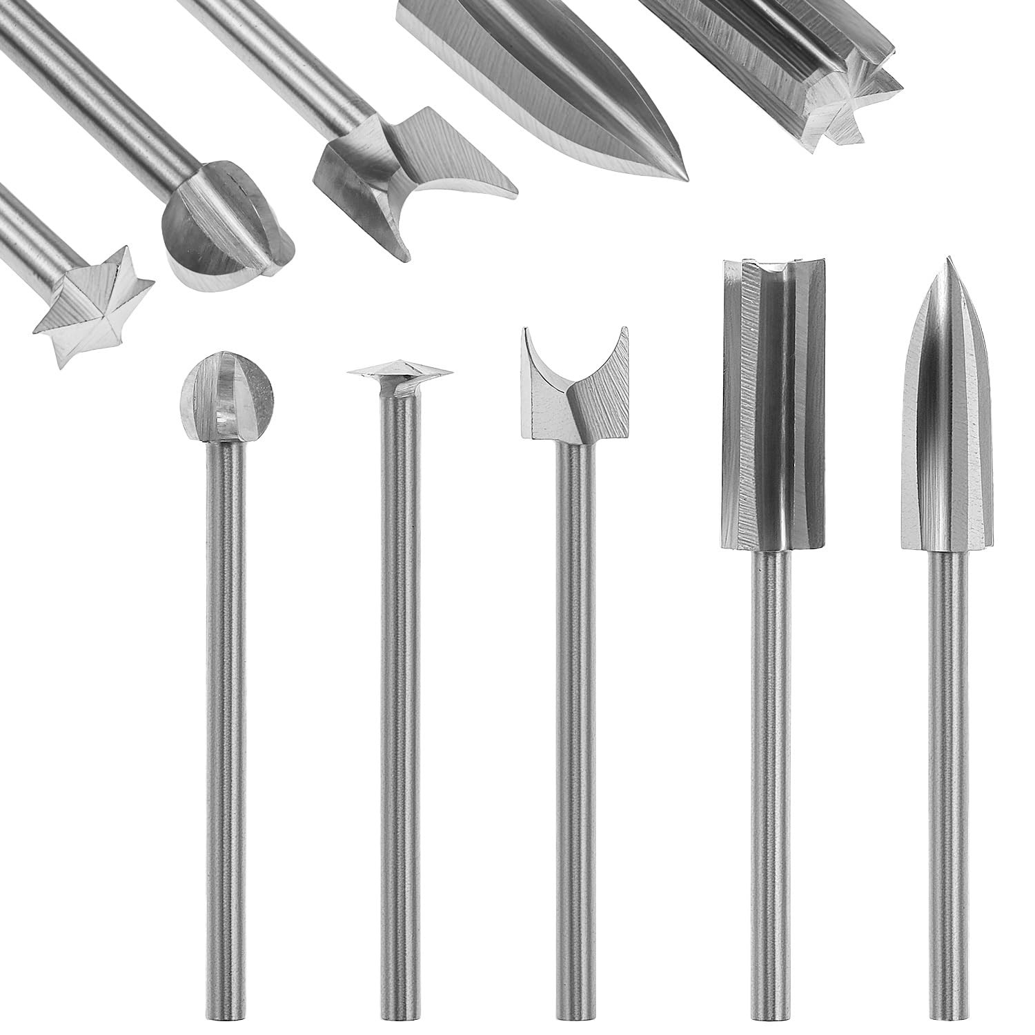 5Pcs Wood Carving Drill Bits 1/8" 3mm Shank HSS Rotary Tool Engraving Set