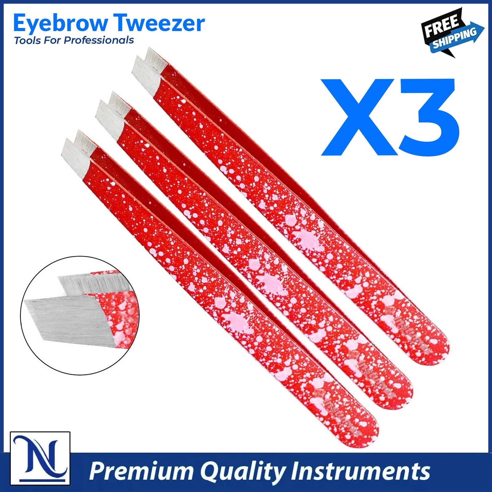 Red Eyebrow Tweezers - Precision Tweezers for Ingrown & Facial Hair Removal