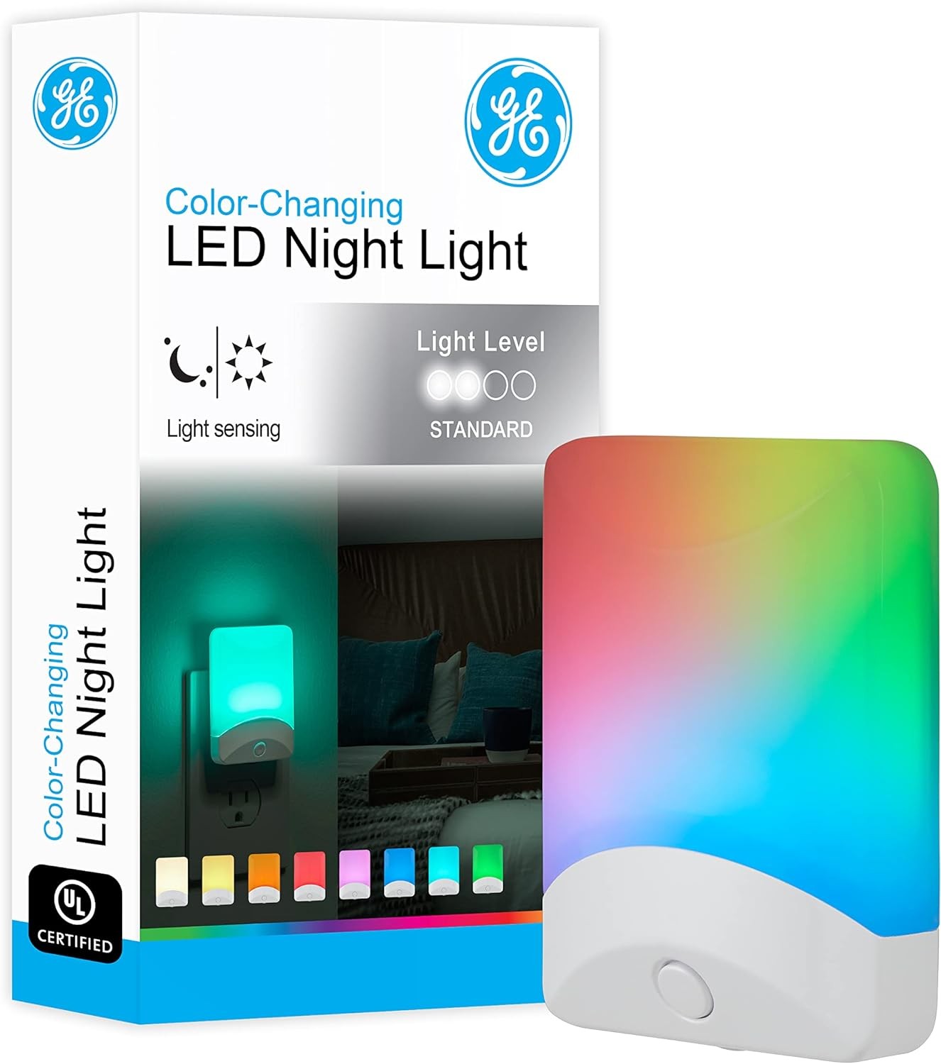 GE Color-Changing LED Night Light, Plug Into Wall, 1 Pack, Color Changing