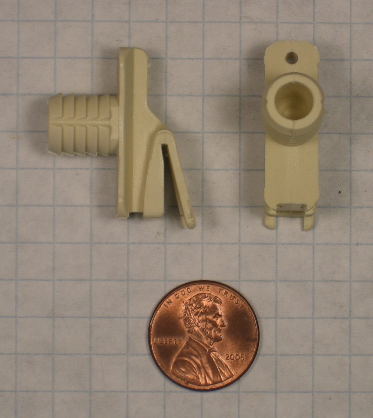 GRASS #6150/HF10-ALMOND PLASTIC FRONT RAILING CLIP, 10mm DOWELLED