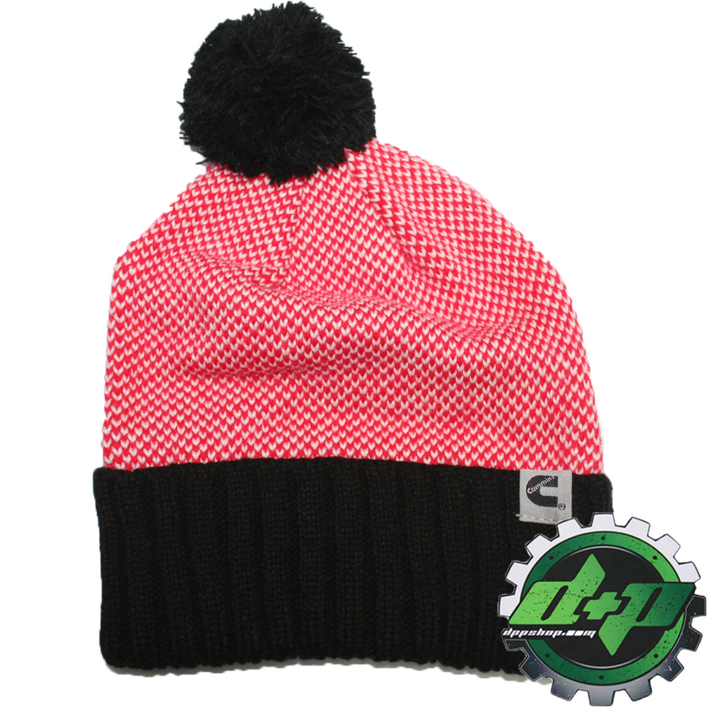 cummins truck ladies beanie stocking hat ski cap toboggan earflap pom new