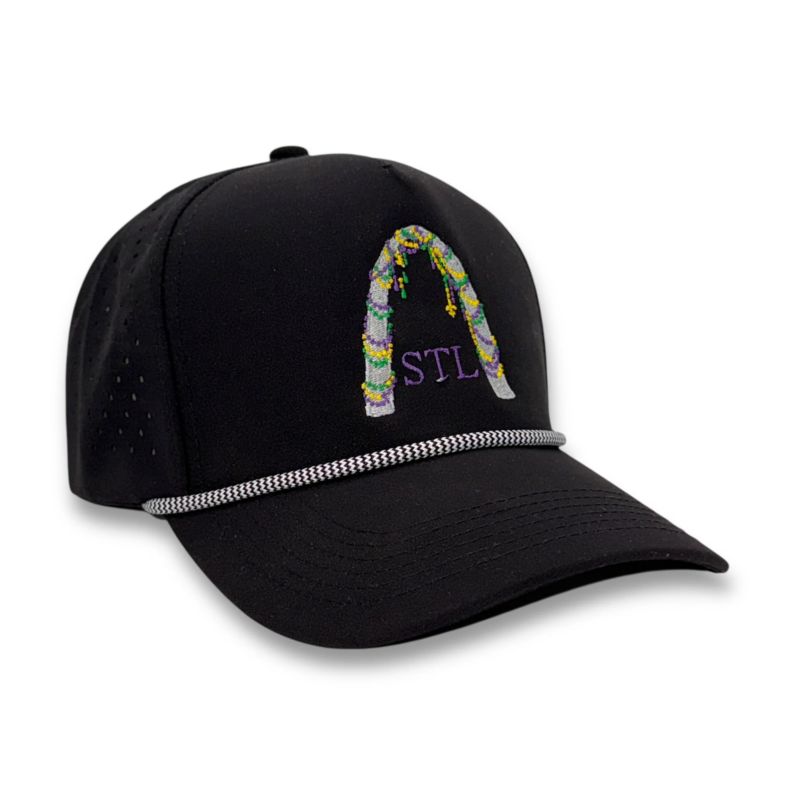 St. Marti Gras White Performance Embroidered Hat Mad Capper