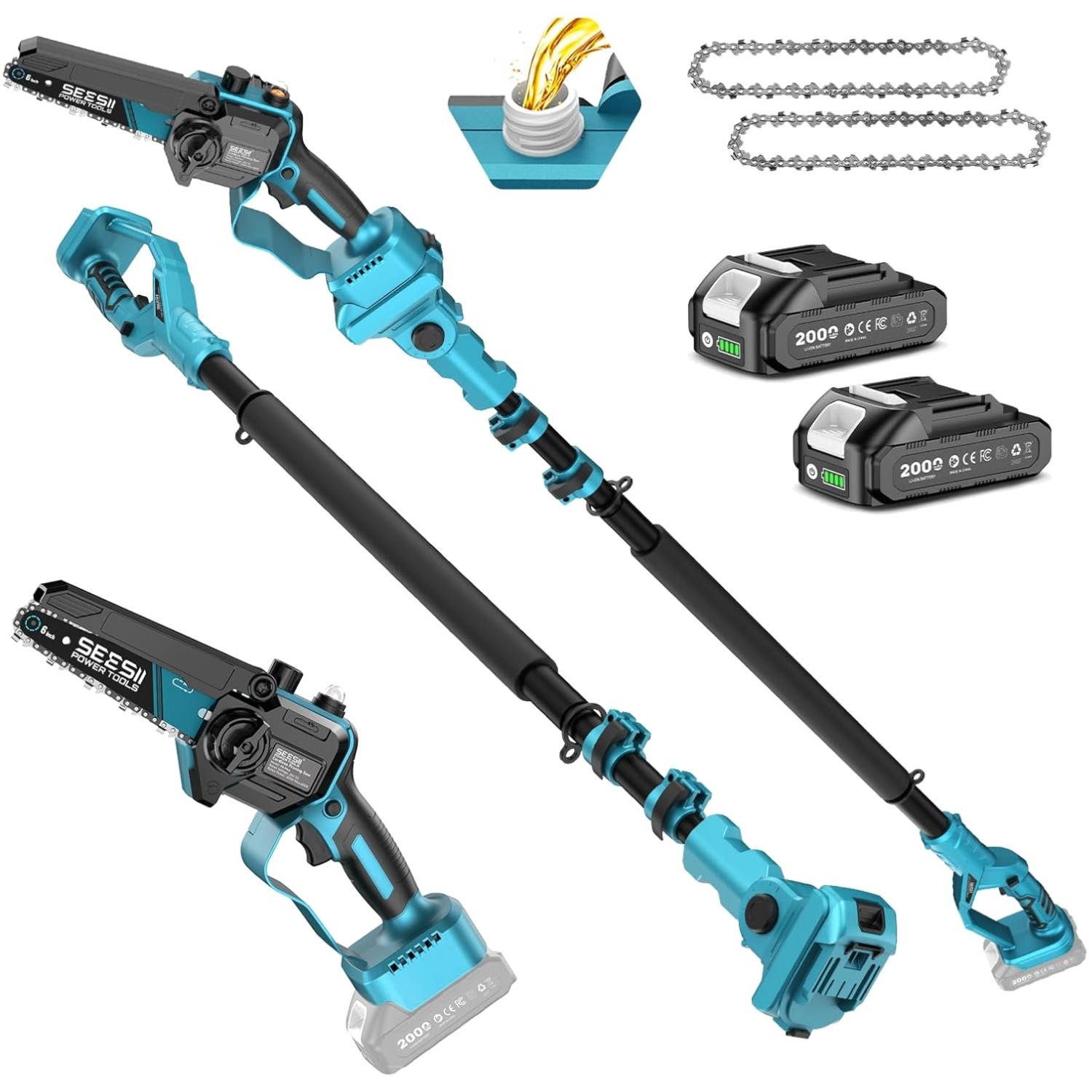 Versatile Electric Pole Saw: Handheld & Pole Functions with Accessories Included