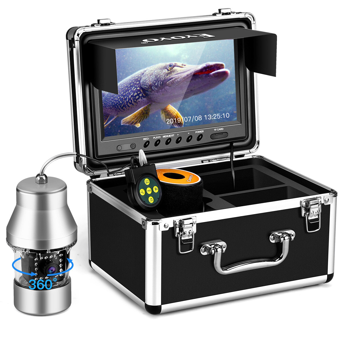 Eyoyo 8G Underwater Fishing Camera 360° Horizontal Panning Camera 9in 30M Cable