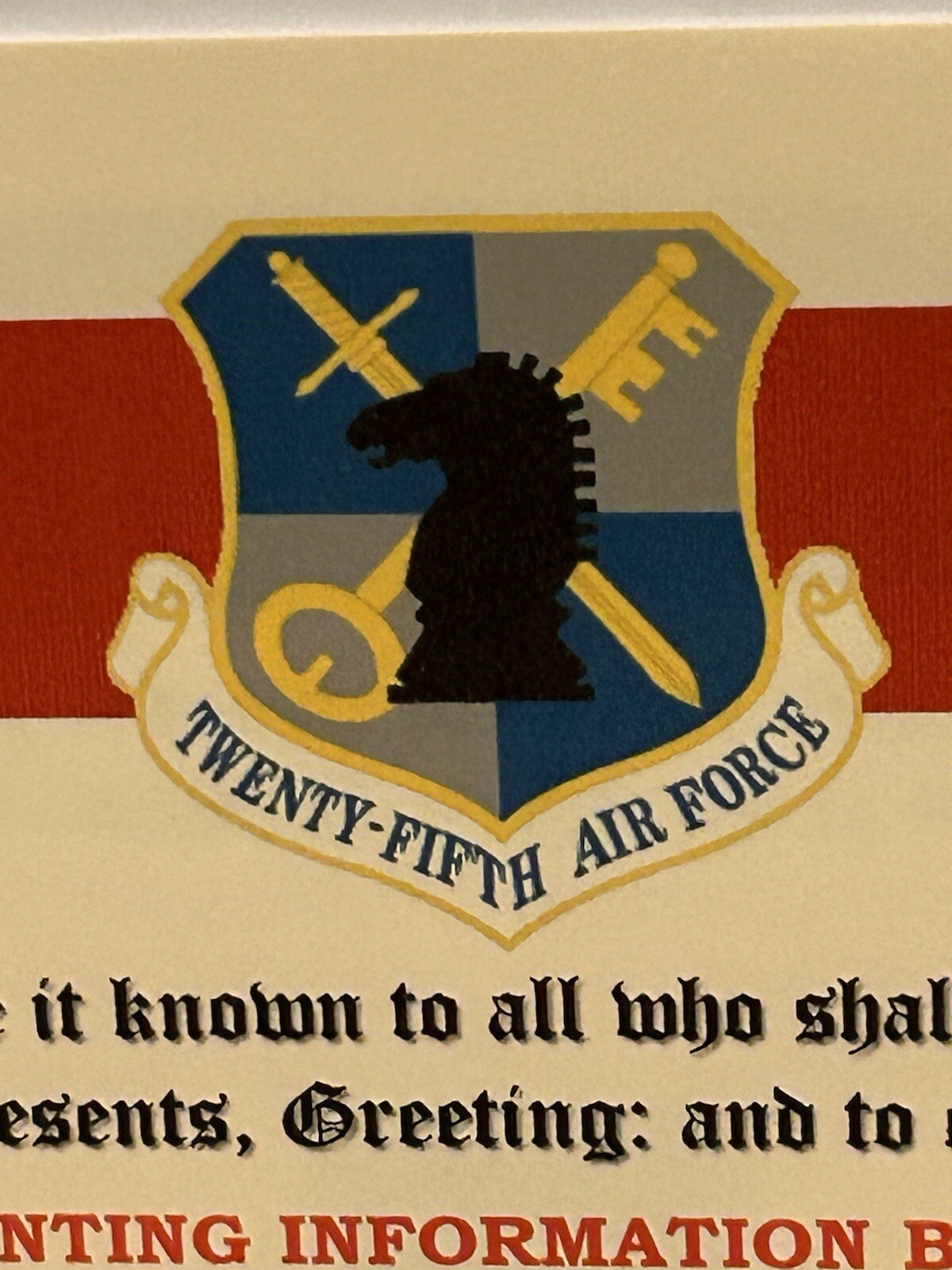 U.S. AIR FORCE / 25TH AIR FORCE - MERITORIOUS UNIT COMMENDATION CERTIFICATE