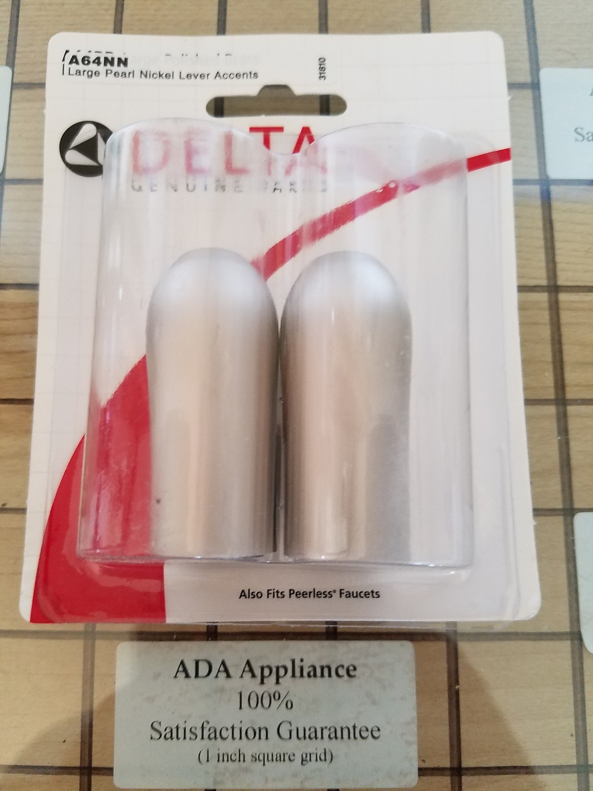 NEW DELTA A64NN LARGE PEARL NICKEL LEVER ACCENTS 2 PACK