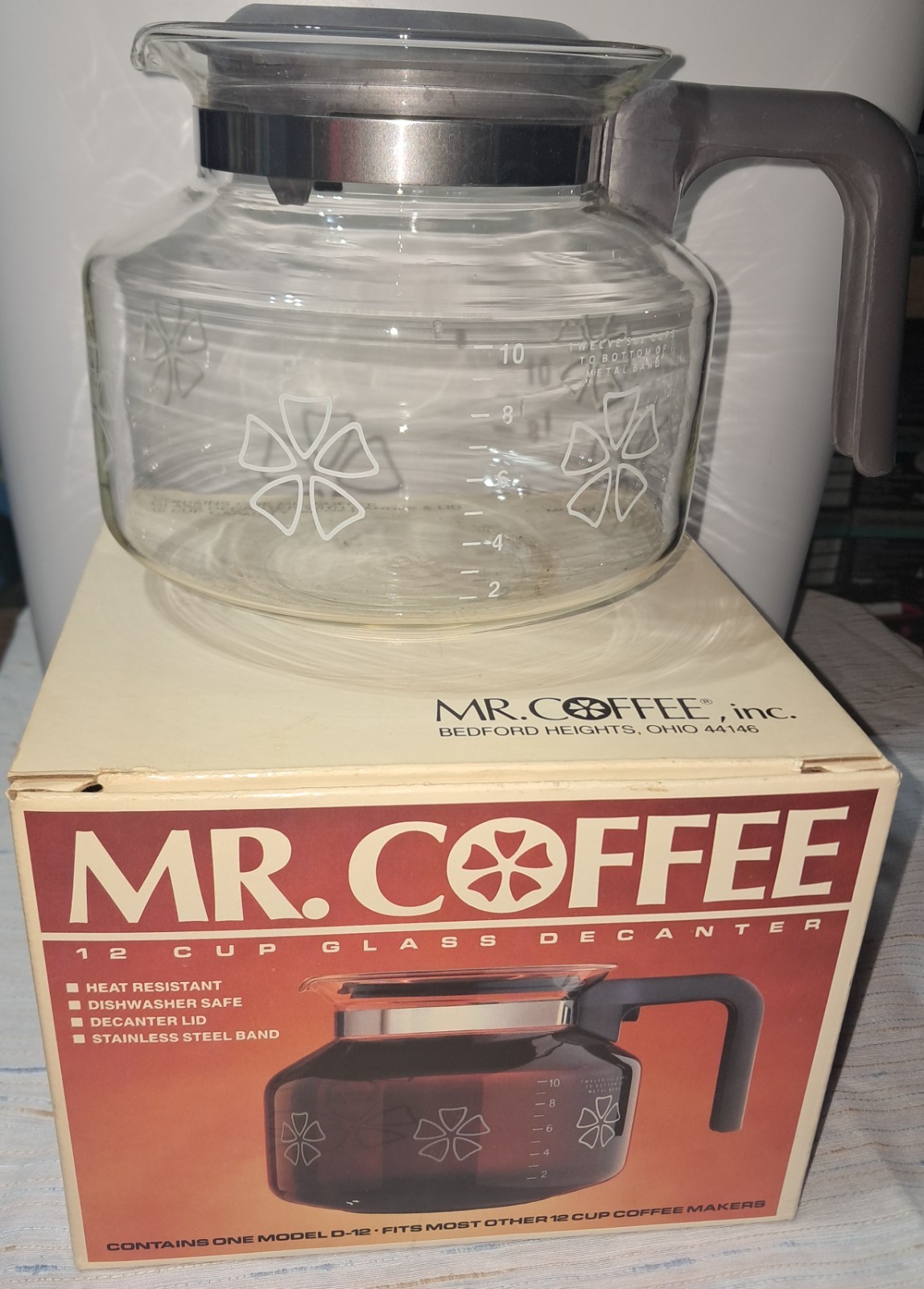 Mr Coffee Pot Glass Replacement D-12 Decanter Carafe 12 Cup Vintage With Box