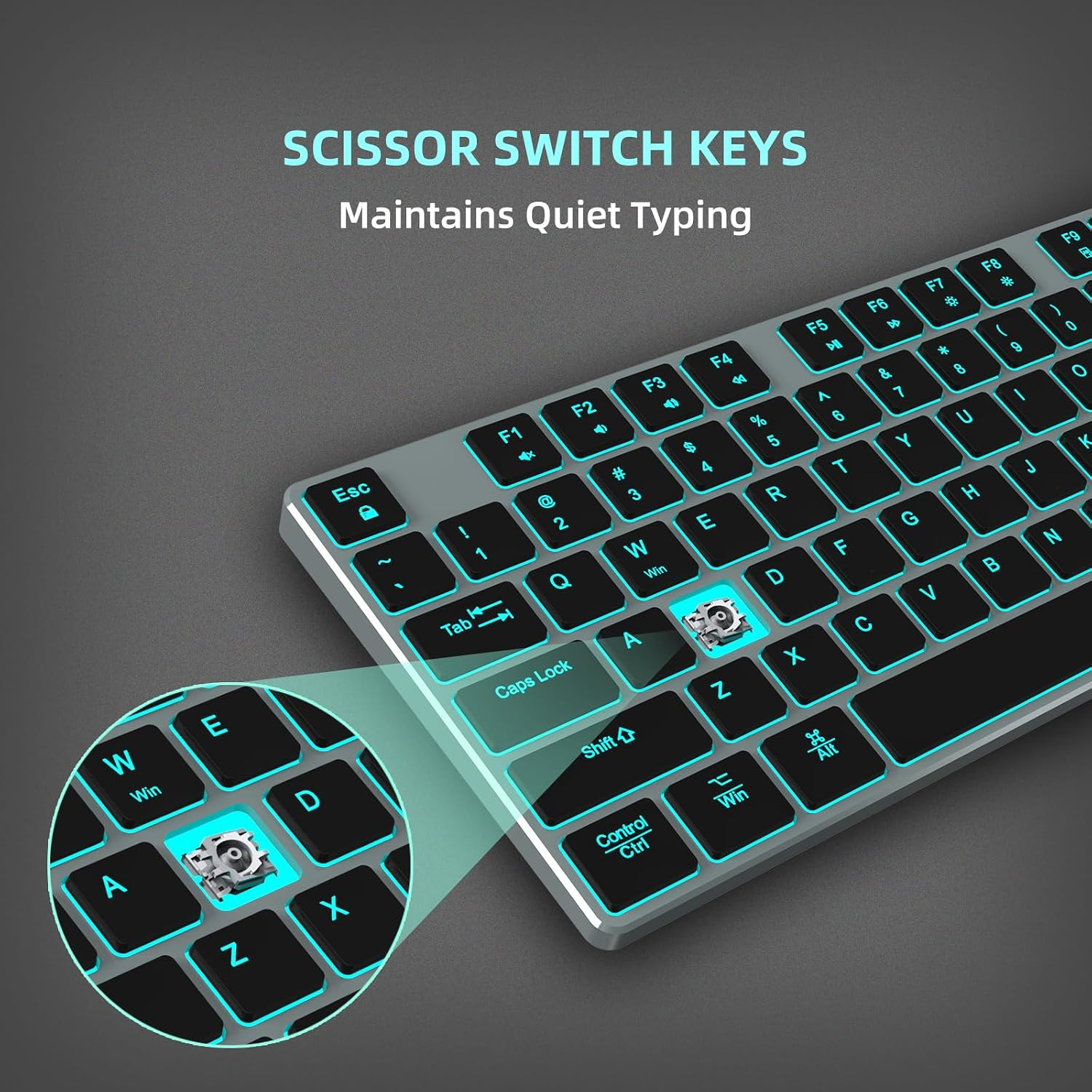 Wired Backlit Keyboard for Windows/Mac,Aluminum Slim & Quiet Full Size