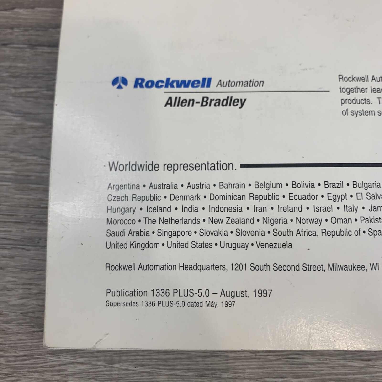 Allen-Bradley 1336 PLUS Adjustable Frequency AC Drive User Manual 1997