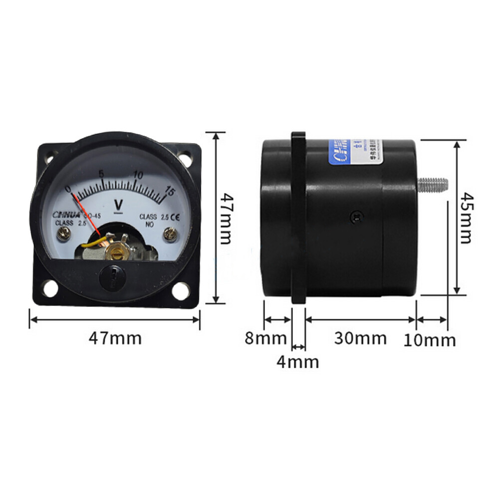 2pc DC 0-15V Analog Voltmeter Analogue Voltage Panel Meter SO45 Directly Connect
