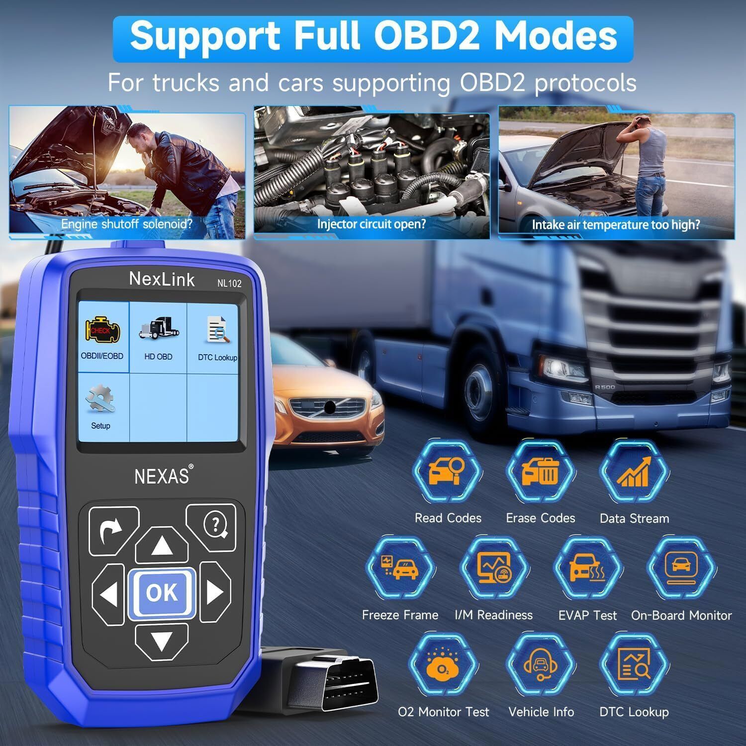 NEXAS NL102 HD HEAVY DUTY DIESEL TRUCK DIAGNOSTIC SCANNER TOOL CODE READER