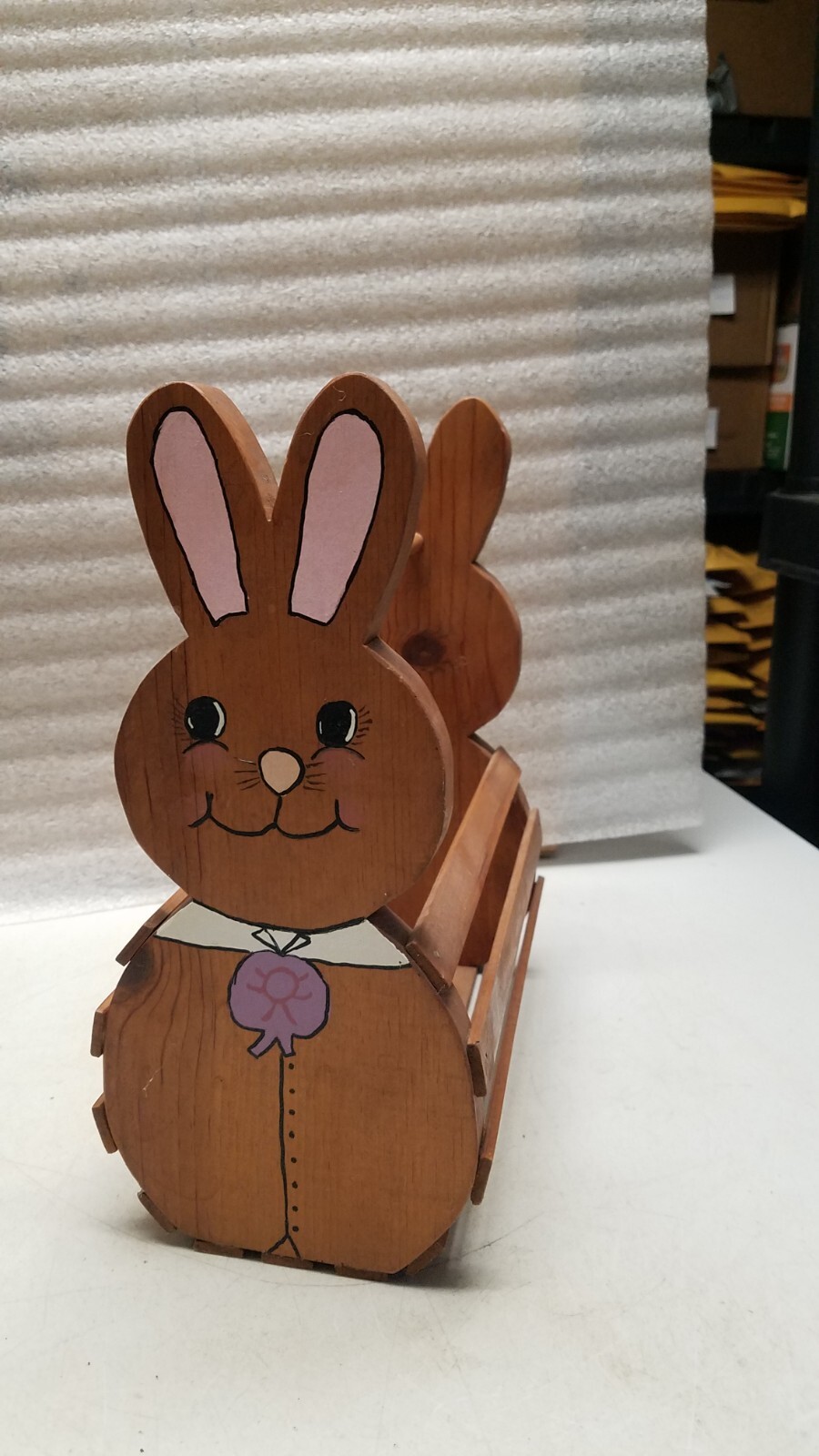 Handmade Wood Rabbit Design Basket (M)