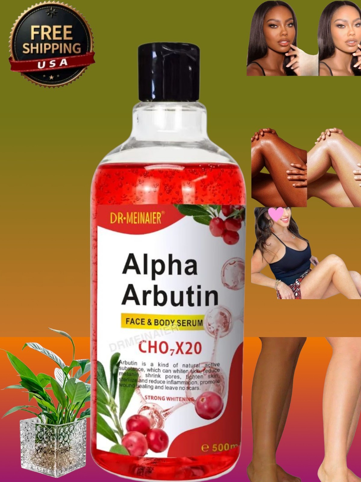 Alpha Arbutin Face/Body Lotion+ Serum Skin Brightenings, 500ml/ea USA Stock 🇺🇸
