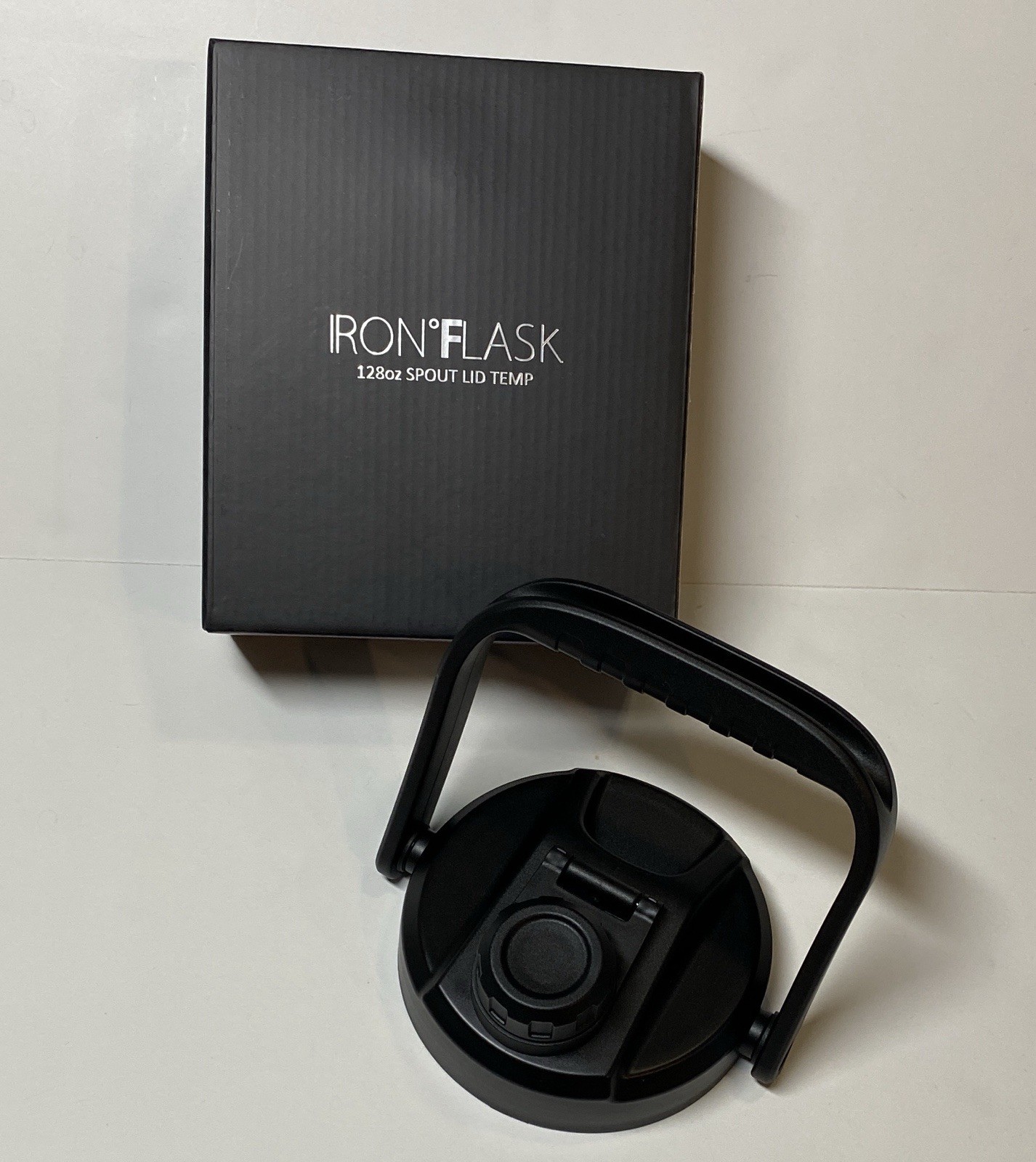 Iron Flask 128 oz Spout Lid Temp New in Box Black with Handle