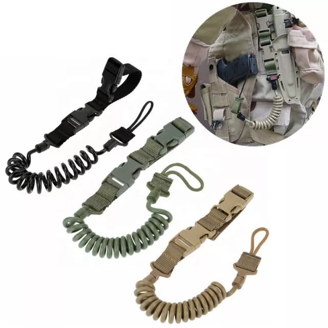Tan Pistol Lanyard US Tactical Heavy Duty Quick Release Elastic Sling