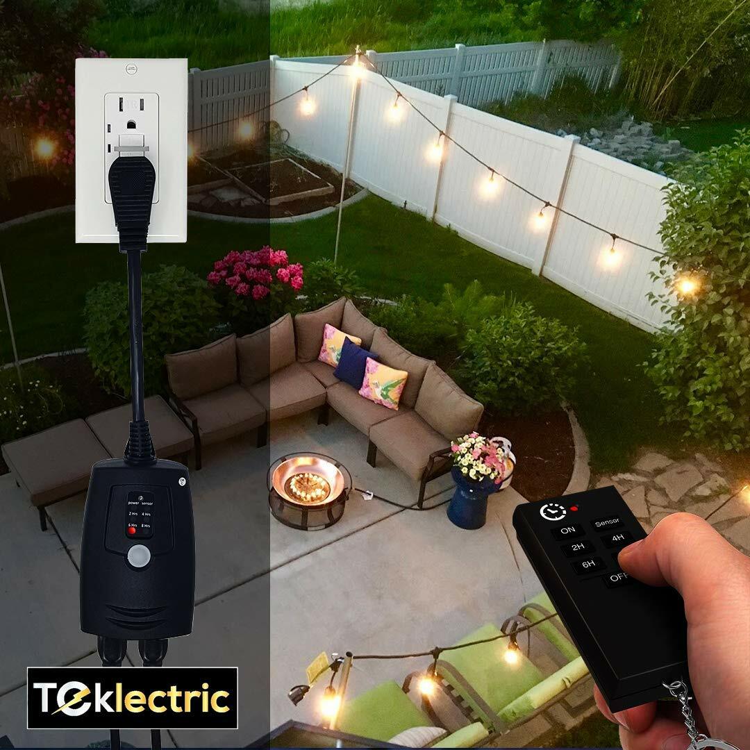 Weatherproof Outdoor Remote Control Outlets w/ Wireless Remote & Countdown Timer