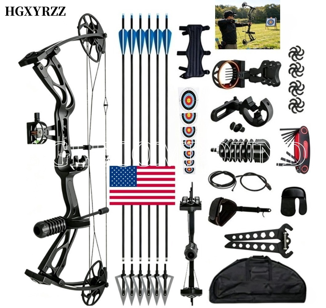 0-70lbs Compound Bow Kit Sight Arm Guard Release Arrows  320FPS Archery Hunting