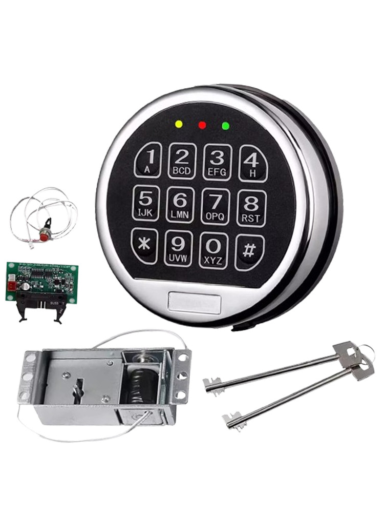Gun Safe Lock Replacement Solenoid Lock with 2 Master Keys Chrome Digital Key