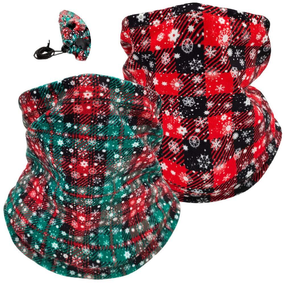 2Pcs Christmas Neck Gaiter Balaclava Christmas Face Cover Scarf for Adult
