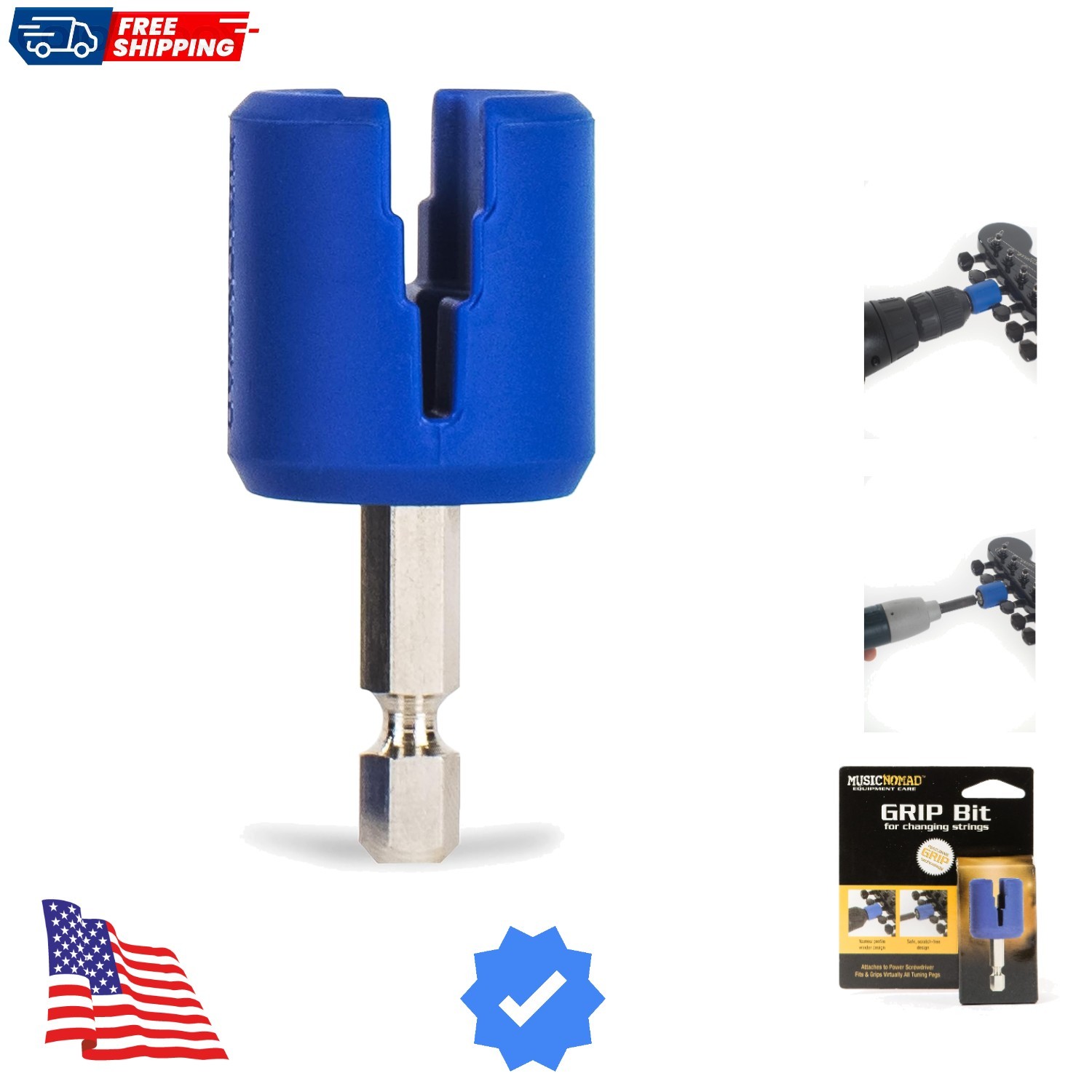 GRIP Drill Bit String Peg Winder - Scratch-free Rubber Lined