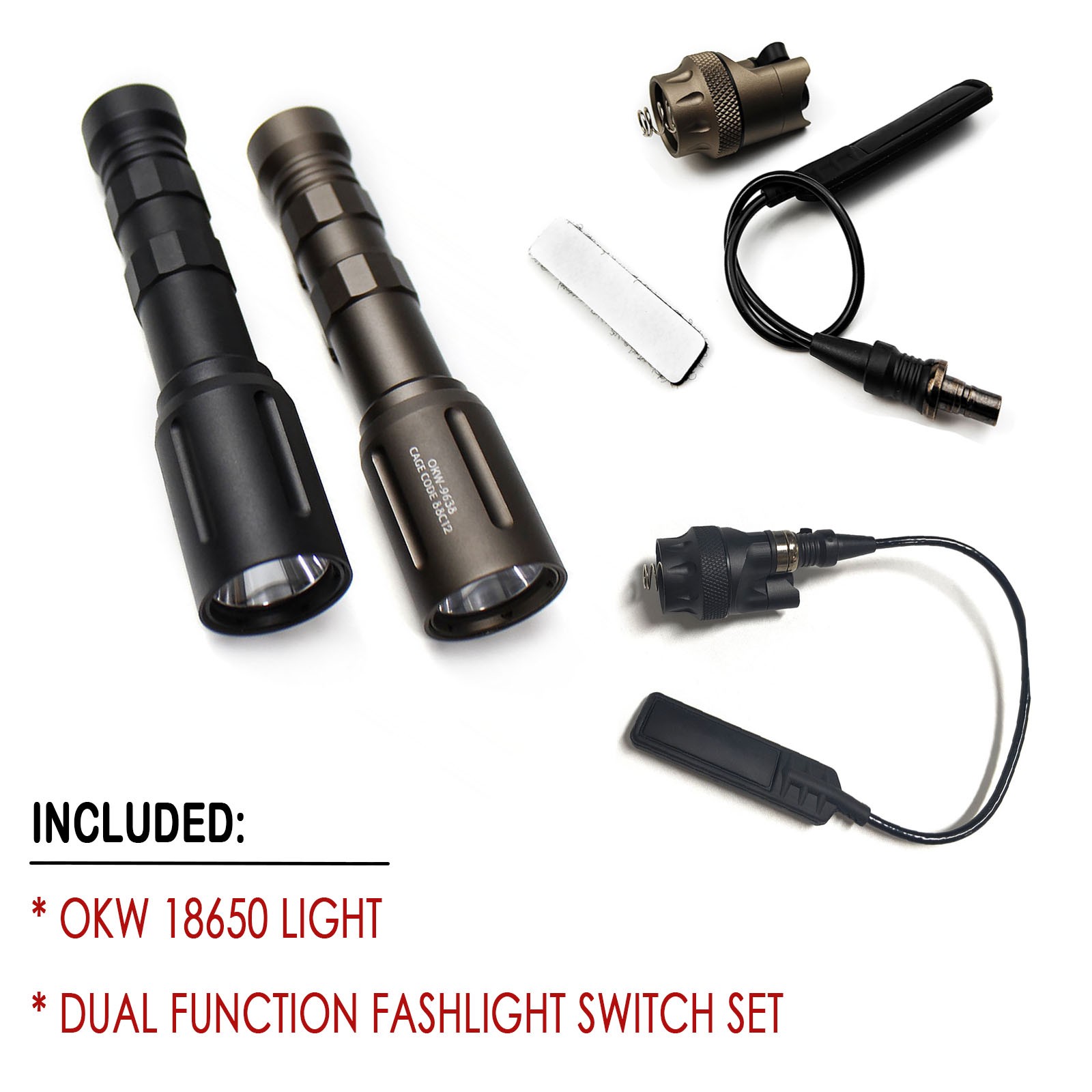 1200LM Tactical 18650 LED Weapon Flashlight Fit Picatinny with Remote Switch