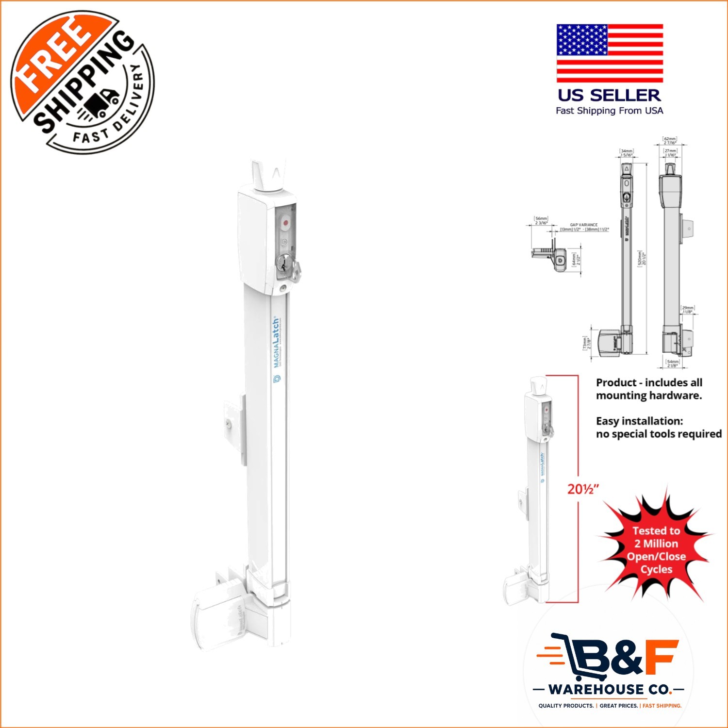 Durable 20-Inch Self-Closing Gate Latch | MagnaLatch for Child Safety & Pools