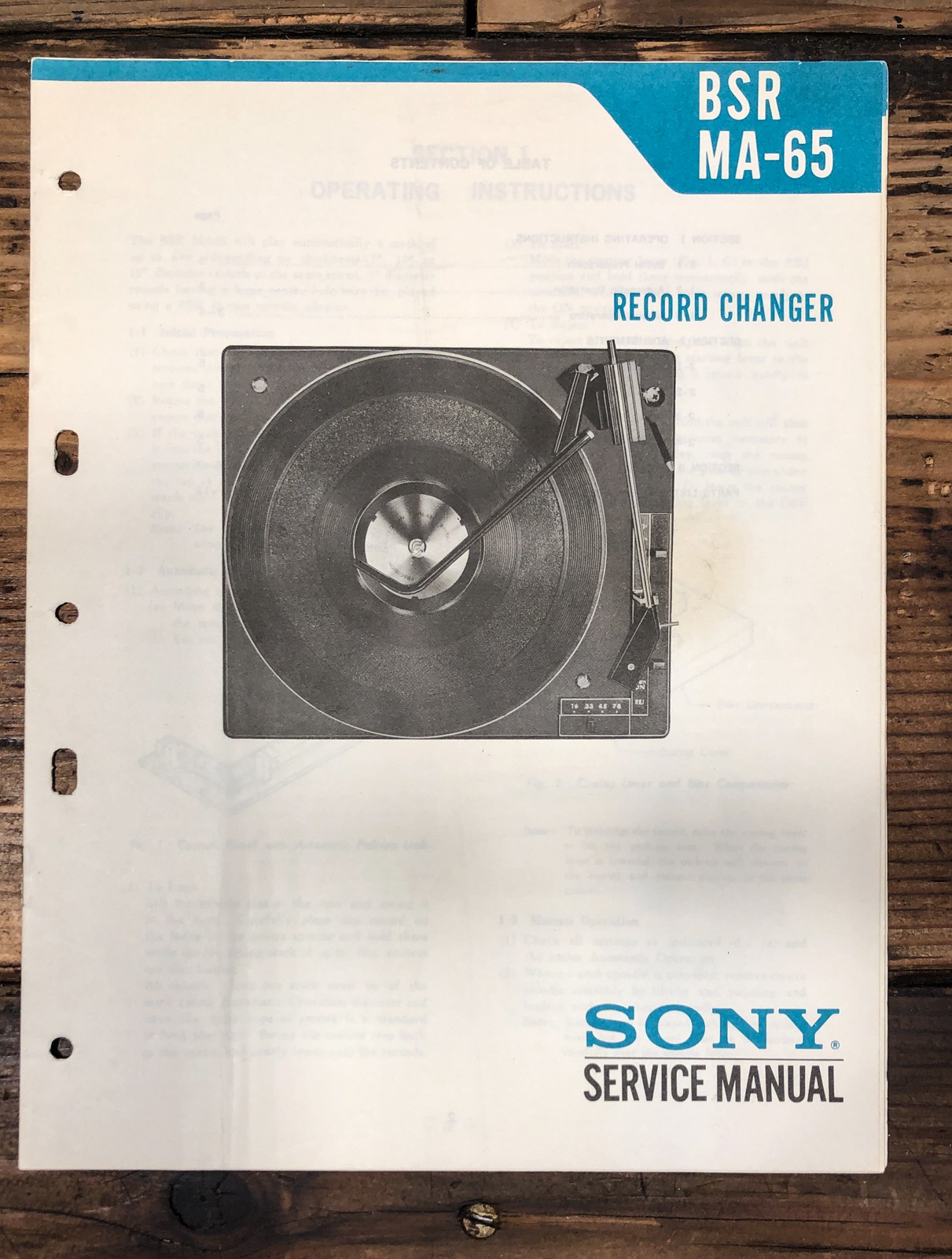 Sony / BSR MA-65  Service Manual *Original*