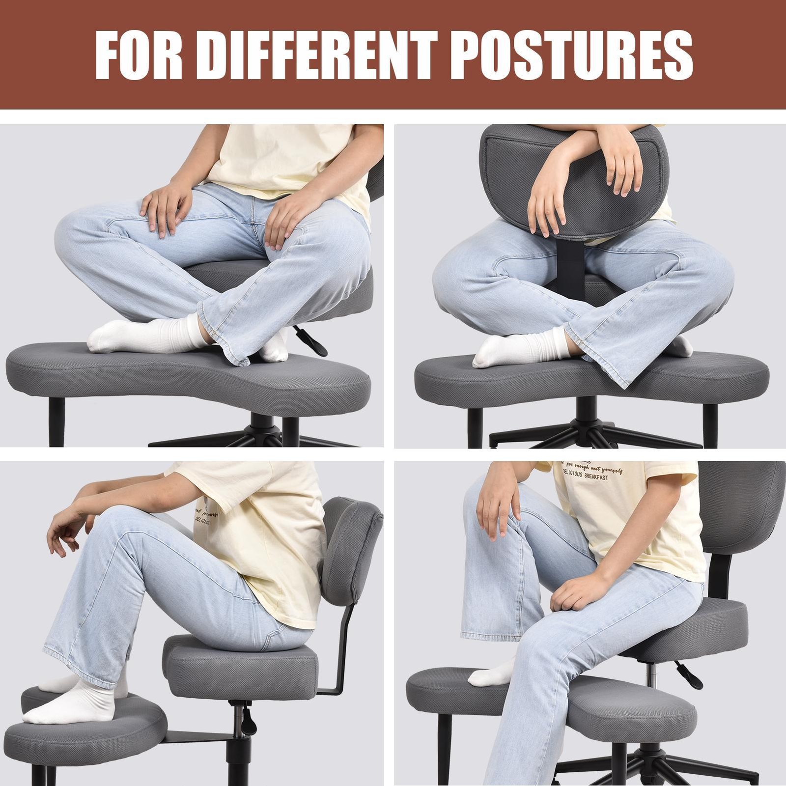 Ergonomic Meditation Chair Cross Legged Office Chair Adjustable Height New-