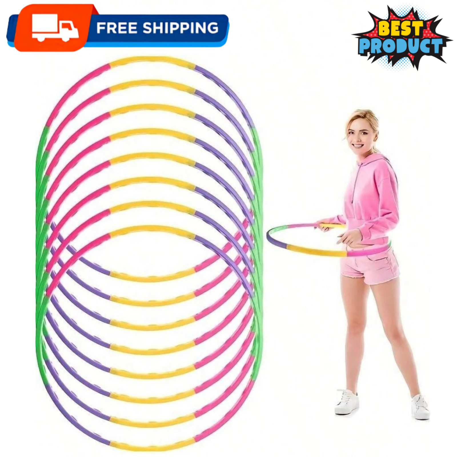 Detachable Kids Hula Hoola Hoop Adjustable Exercise Fitness Ring Toy Party Favor